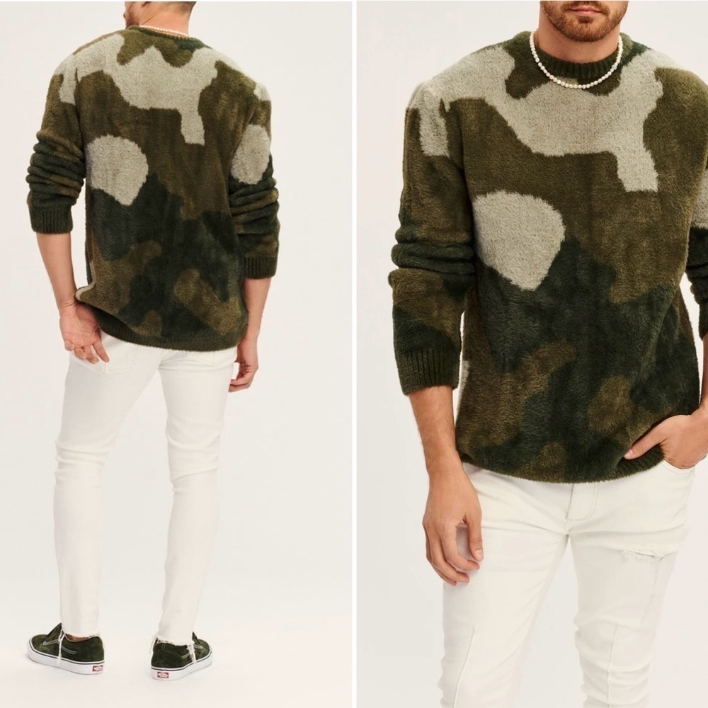 New! Serous unisex Came Troy Fuzzy Sweater Pullover 💚 Small NWT!